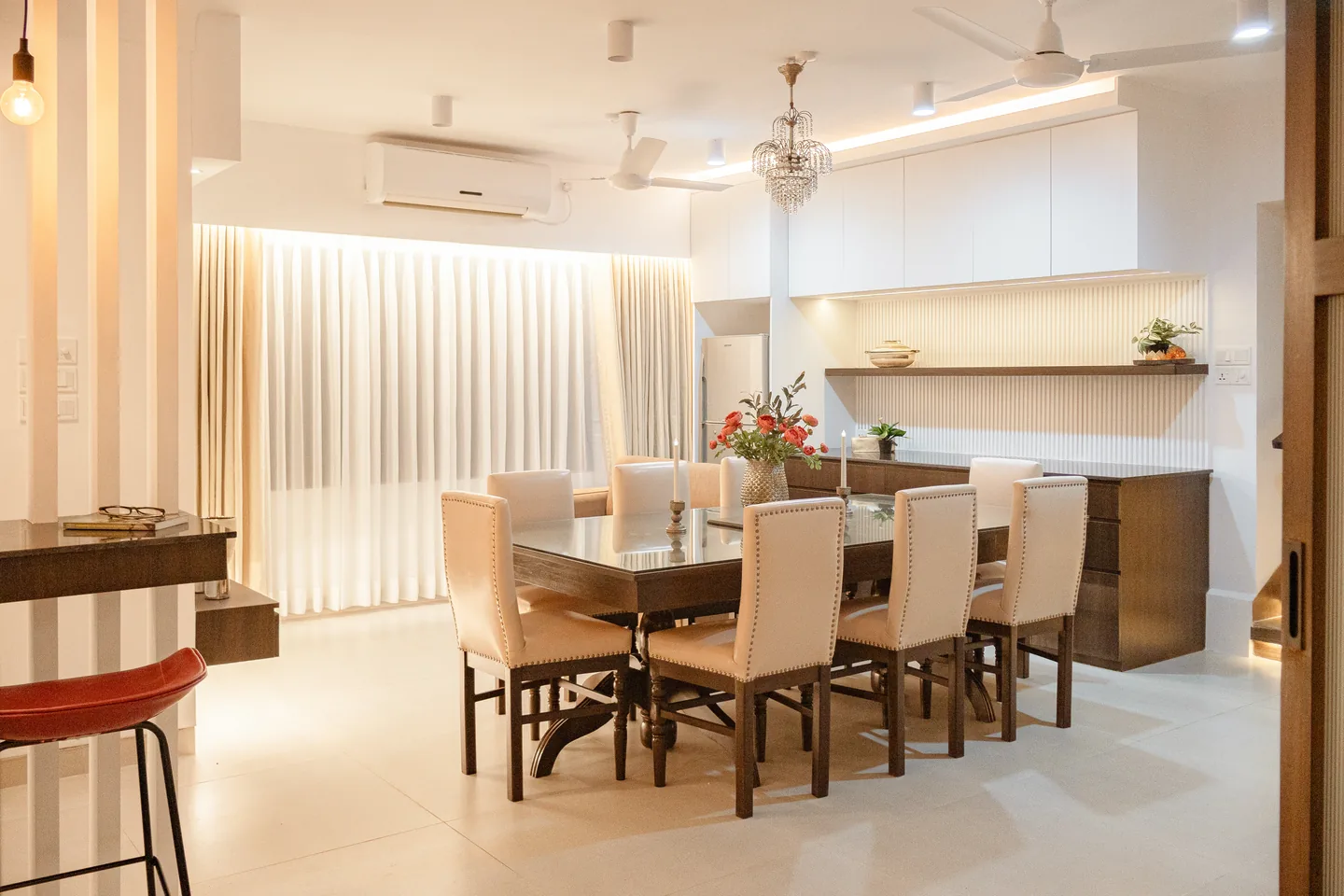 The light-filled dining room of the Baridhara DOHS multi-generational residence