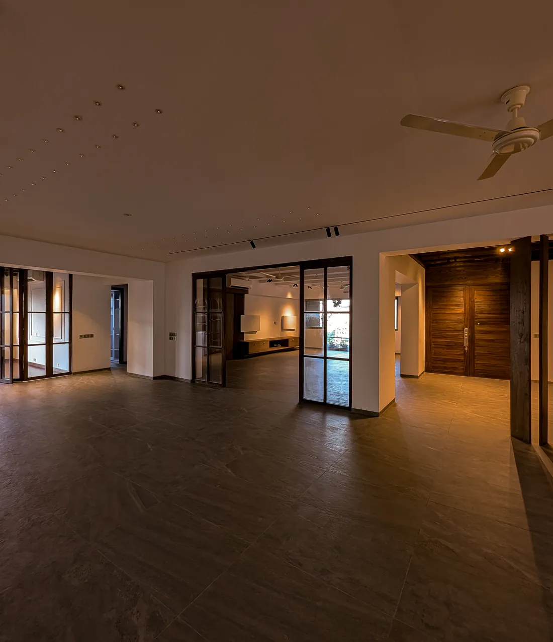 The warm open-plan interior and sliding partitions of Northern Lights Residence